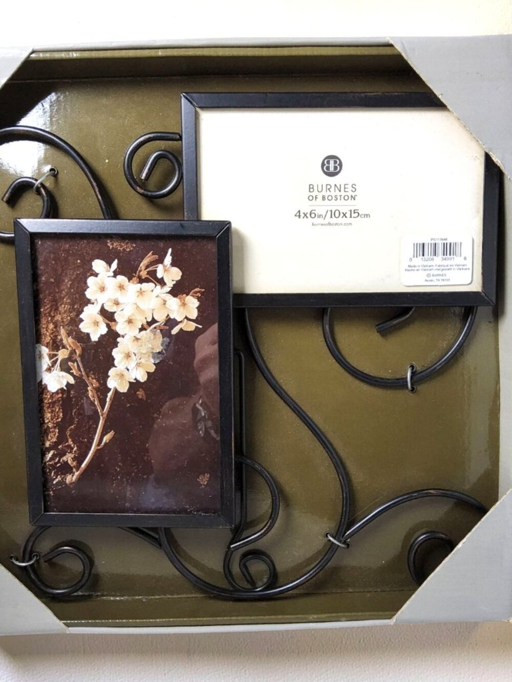 Vintage 1980s Burns of Boston Swirl Pattern 2 4x6 Picture Frame.